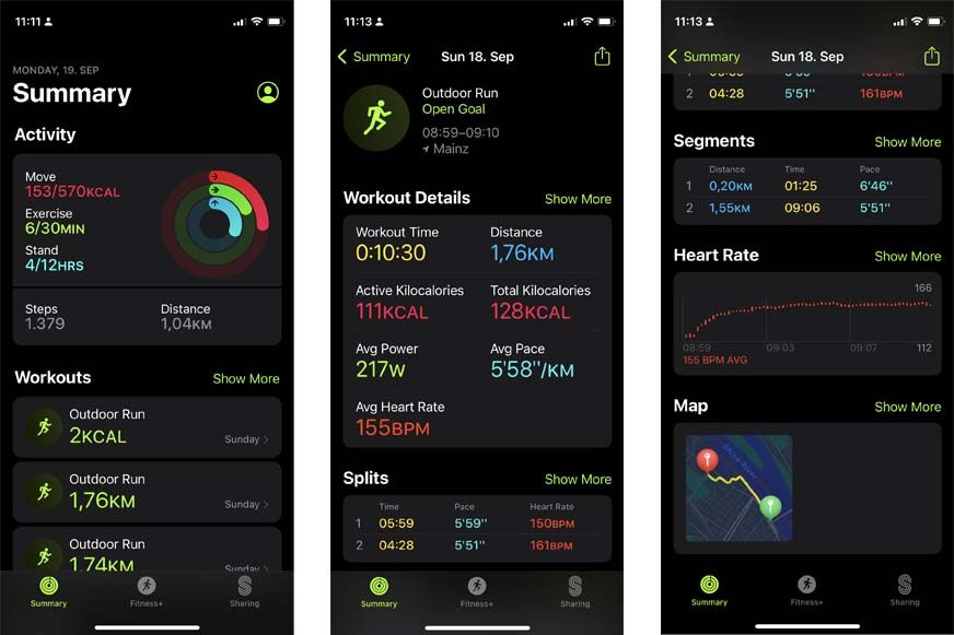 You can see the recorded training data in the app.